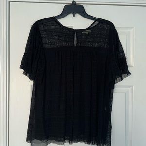 MAX EDITION Black Short Sleeve Smocked Blouse Size Medium